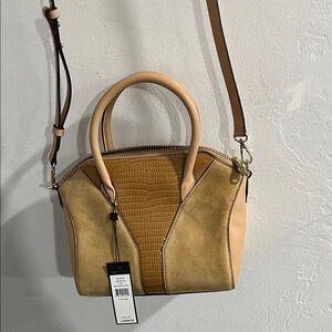 BCBGMaxAzria Tan and Cream Satchel
